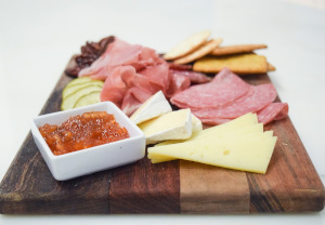 Smoked meat, cheese, snacks